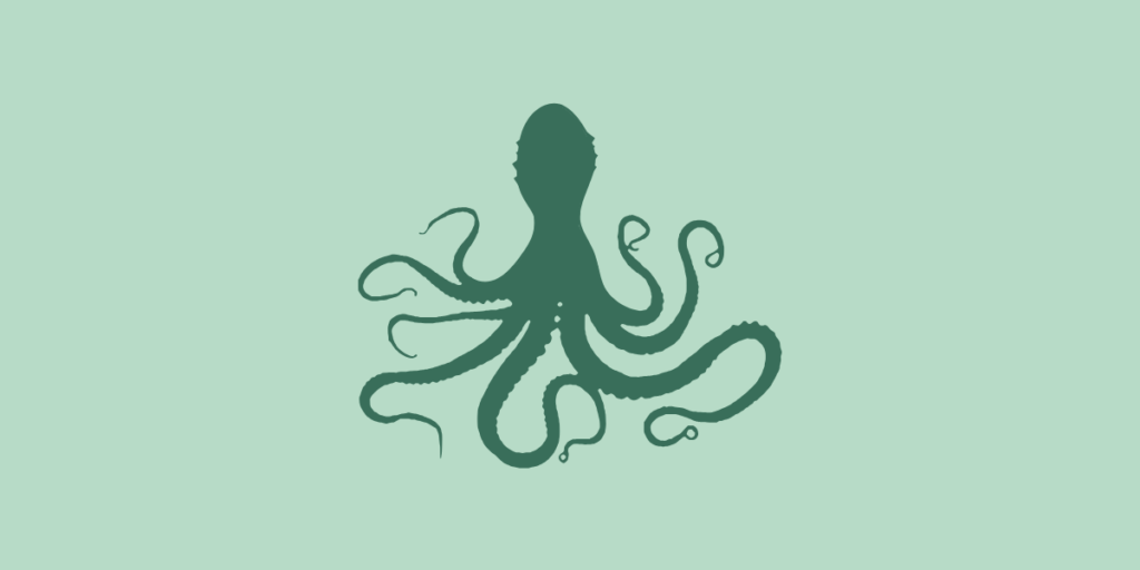 Grafisk illustration af blæksprutte - symbol på omklamrende adfærd og ambivalent tilknytning