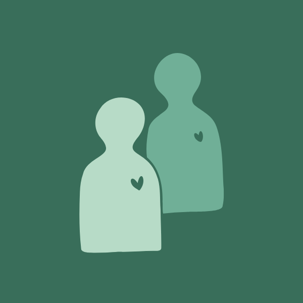 Grafisk illustration af par med hjerter - symbol på tosomhed, tilknytning og parforhold