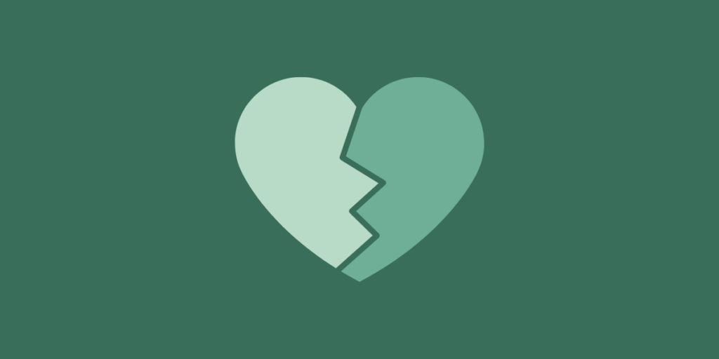 Grafisk illustration af et knust hjerte - symbol på utroskab og krise